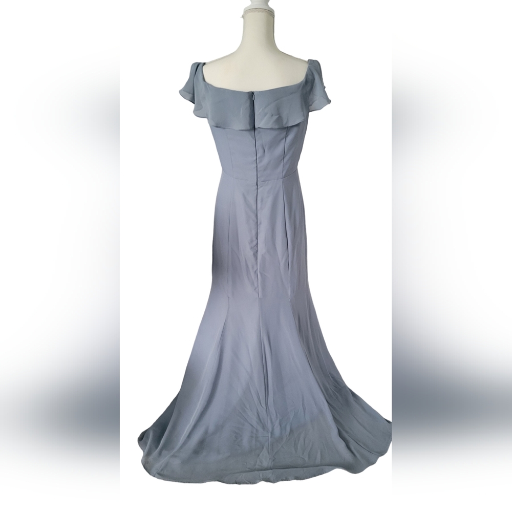 😁Beautiful Blue Prom Dress, Bridesmaids Dress Sheath/Column Off the shoul… - Picture 7 of 8